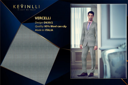 D630/2 Vercelli CVM - Vải Suit 95% Wool - Xanh Dương Sọc